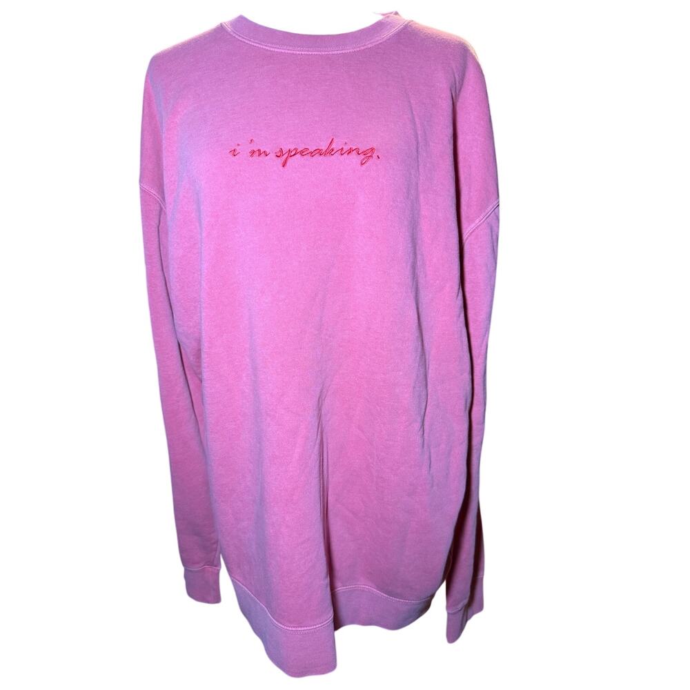 Phenomenal I'm Speaking Graphic Fleece Crewneck Sweatshirt, Pink, Plus Size 2XL